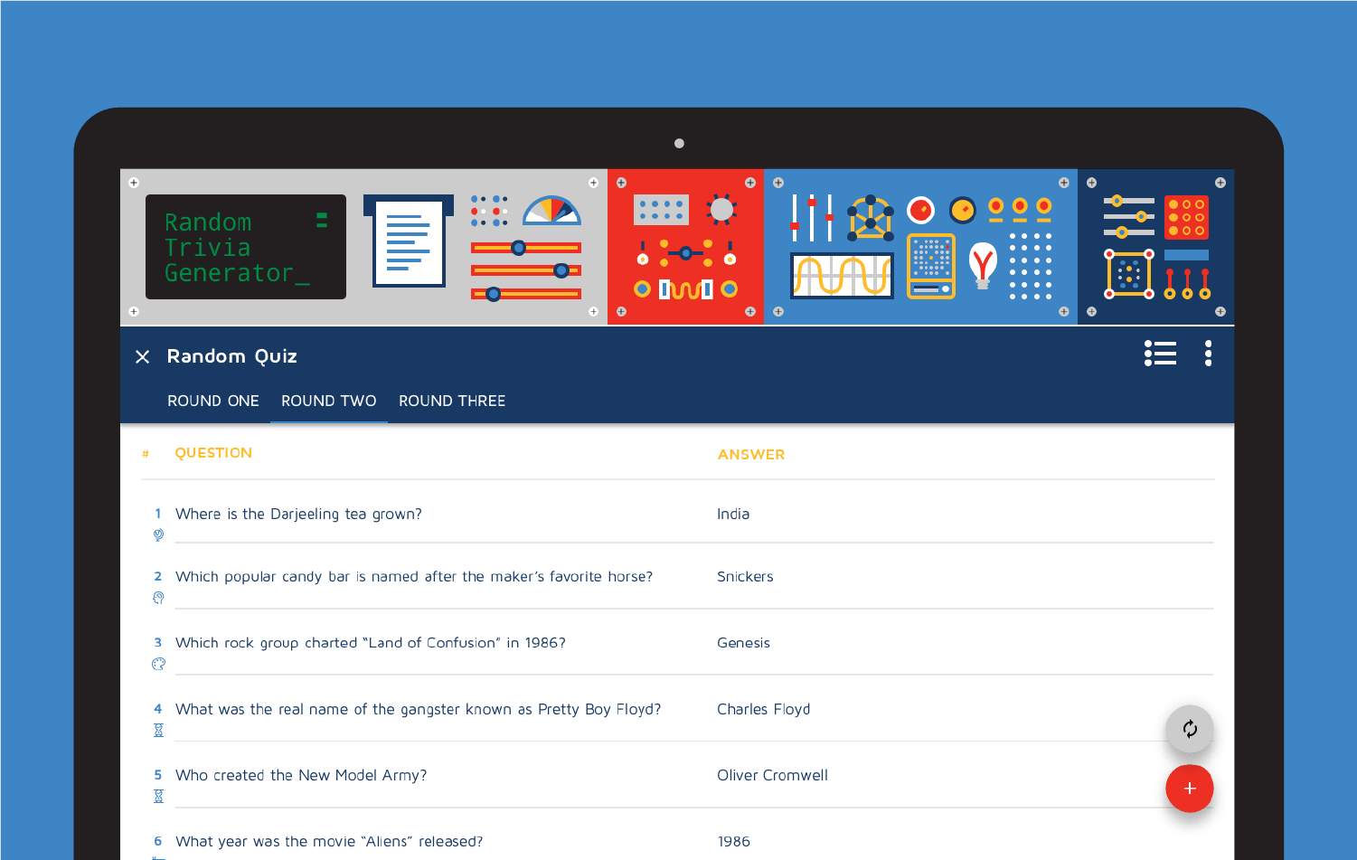 desktop random quiz list view